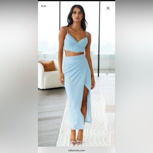 Hello Molly GLOSSY HEART MAXI SKIRT BLUE - XS
